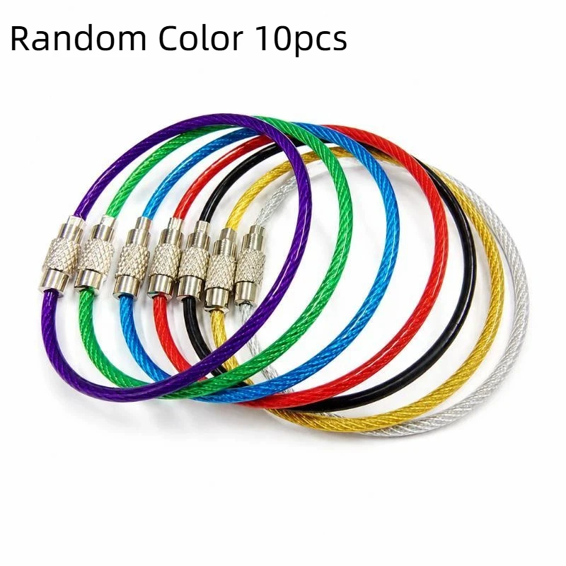 10pcs Colorful Iron Wire Keychain Cable Loop Screw Lock Rope Key Holder Keyring Key Chain Rings For Jewelry Making Supplies