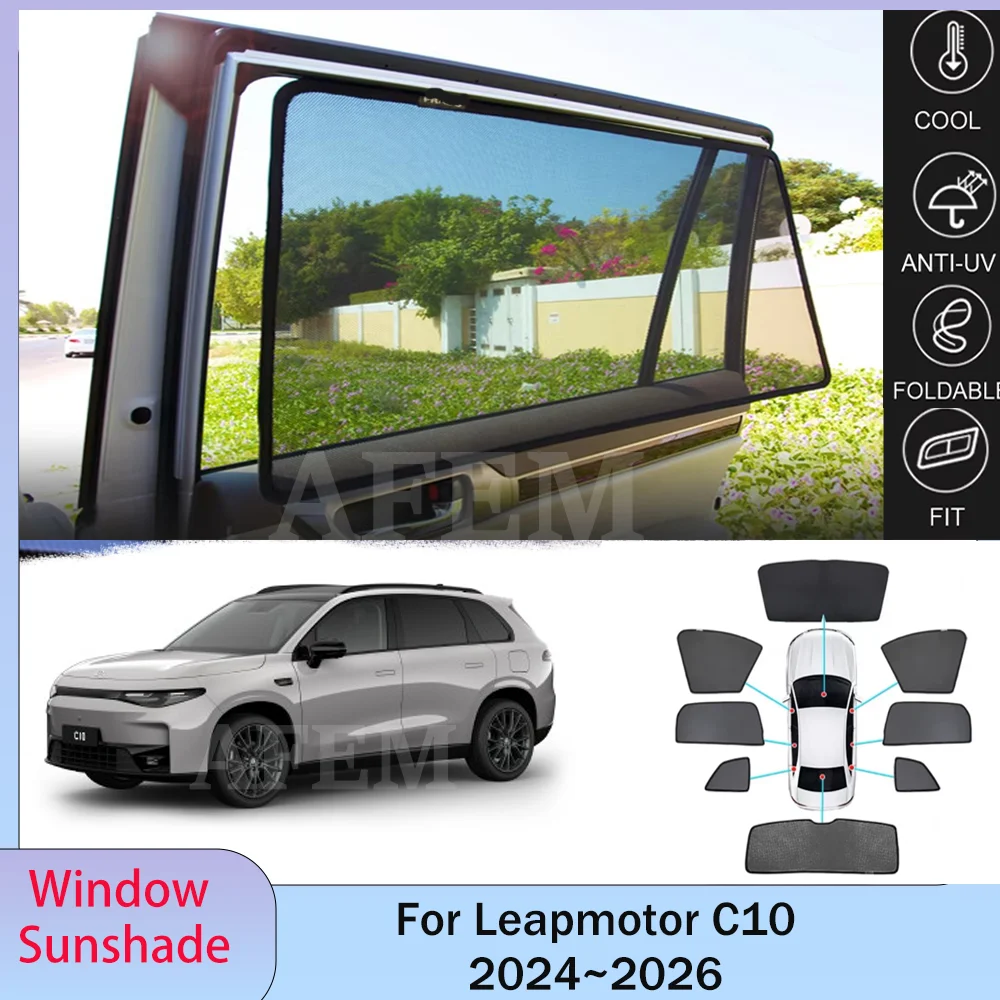 Parasol para Coche Leapmotor C10 2024~2026 2025, Protector Solar para Ventanas Laterales y Techo Corredizo, Parasol UV, Accesorios de Protección