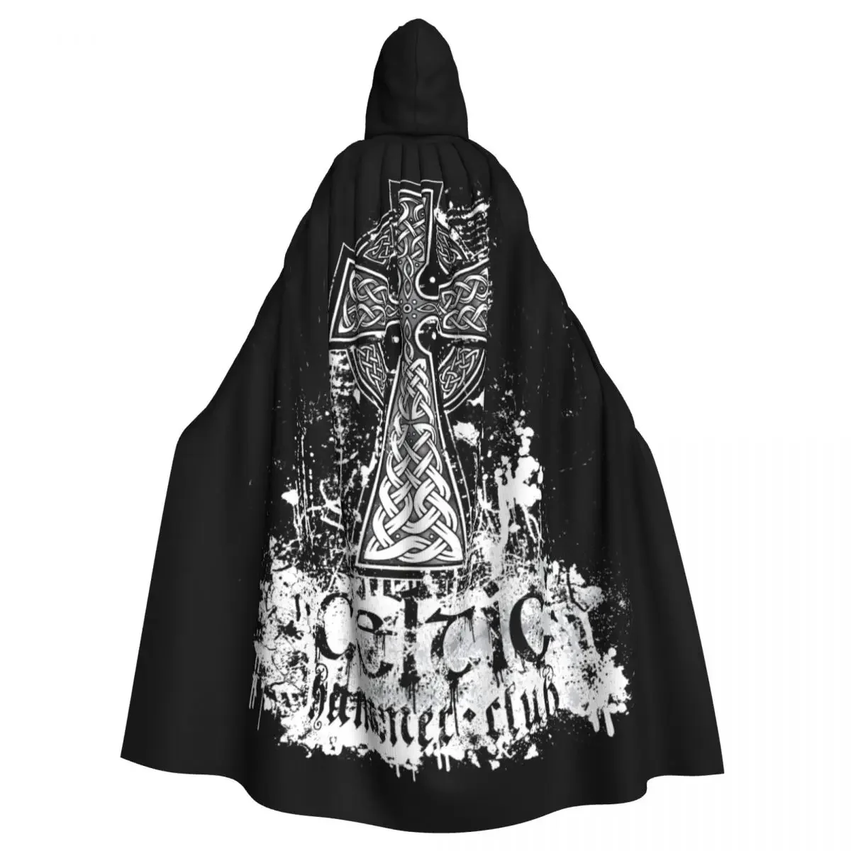 Grunge Cross Hooded Cloak Halloween Party Cosplay Woman Men Adult Long Witchcraft Robe Hood