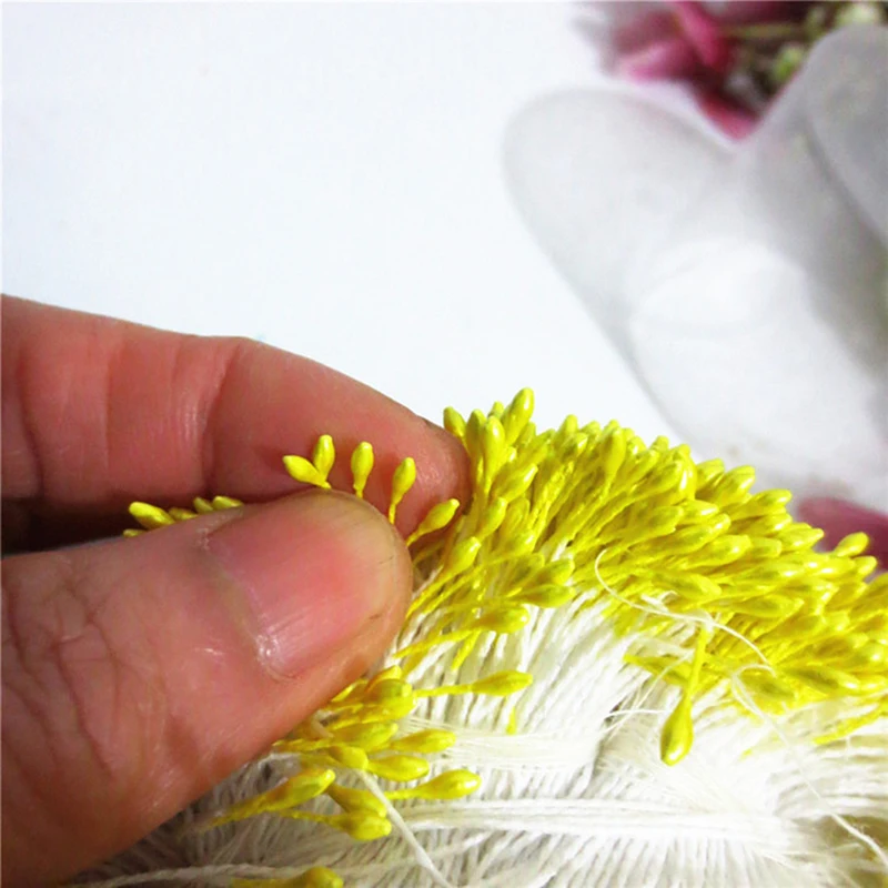 400Pcs Mini Flower Stamen Artificial Pearl Pistil Double Heads DIY Floral Craft For Wedding Decor Needlework Scrapbooking