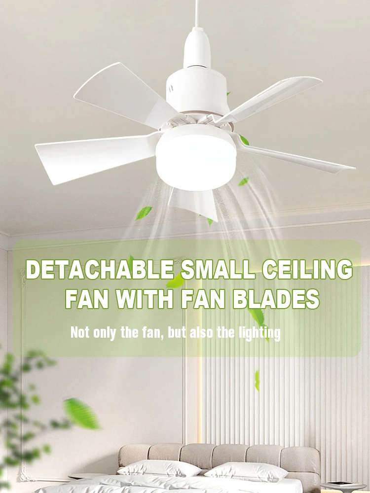 2-IN-1 Portable Ceiling Fan Light with Remote Control Multi-functional Flower-shaped Fan Light Wide Angle Air Supply