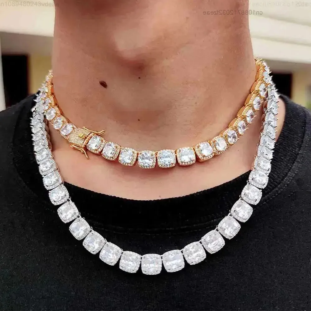 

Новый дизайн Iced Out Мужское ожерелье Майами с кубинскими звеньями в стиле хип-хоп, полный муассанита, блестящая кубинская цепочка с цепочкой, 1 шт., серебро, хип-хоп Lt011