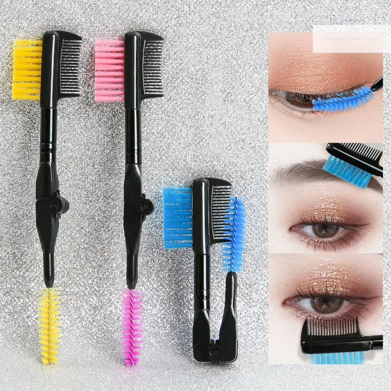 1 Uds herramienta de maquillaje de ojos profesional accesorios cosméticos peine de cejas plegable de doble cabeza peine cepillo de cejas multiusos