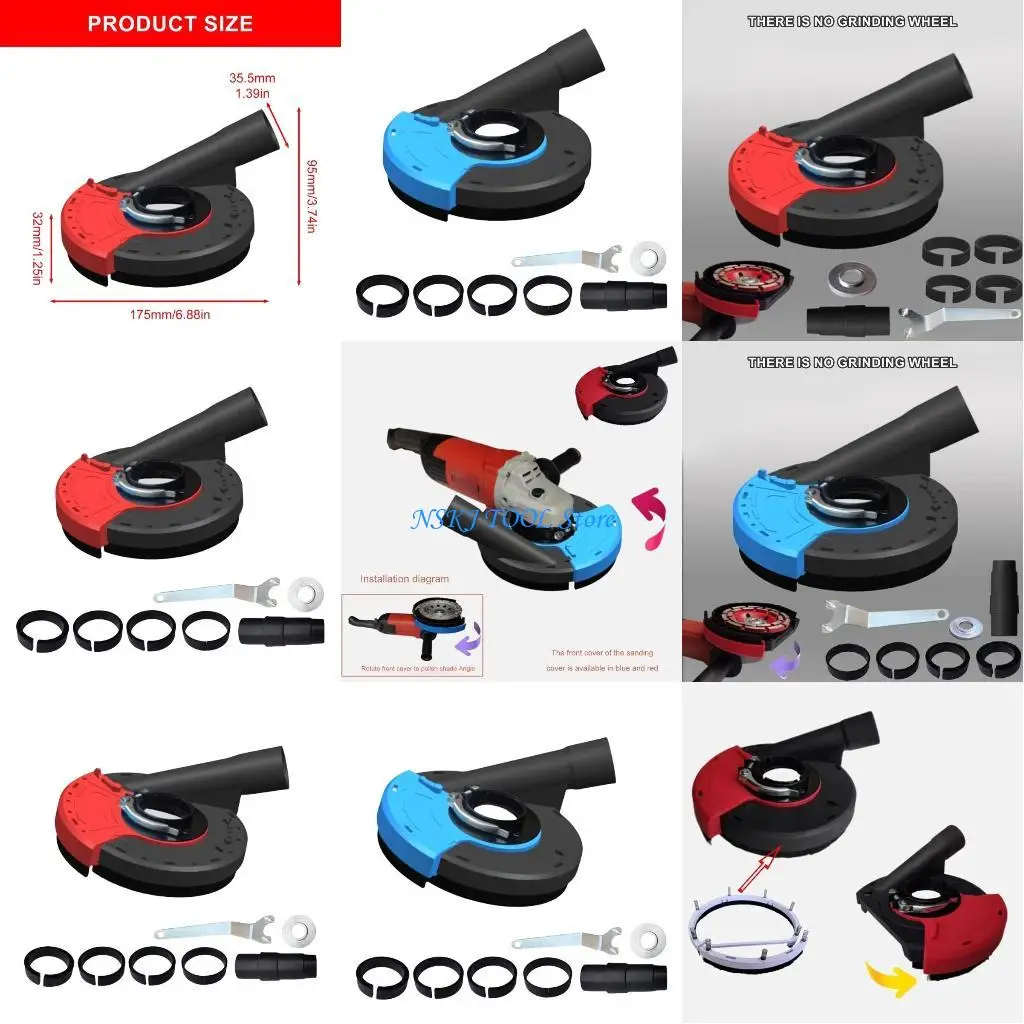 

L8RC Cutting Dust Containment Shroud Attachments for Angle Grinders with Accessories