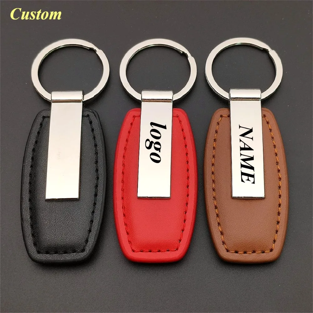 

Custom Logo Fashion Metal Leather Car Keychain Accessorie for Ring Buckle Pendant Laser Engraving Simple and Versatile Keychain