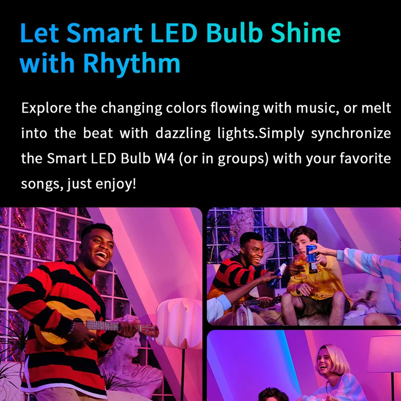 مصباح LED منزلي ذكي W4 لايت E27 بلي واي فاي 800lm 8W-بجهاز تحكم عن بعد يعمل على المنزل المنزلي جوجل