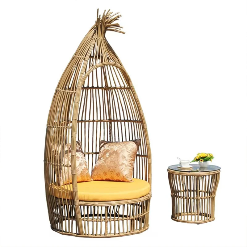 Innovative Design Garden Furniture Willow Sunbed Outdoor Unique Vine Bird's Nest Bedding