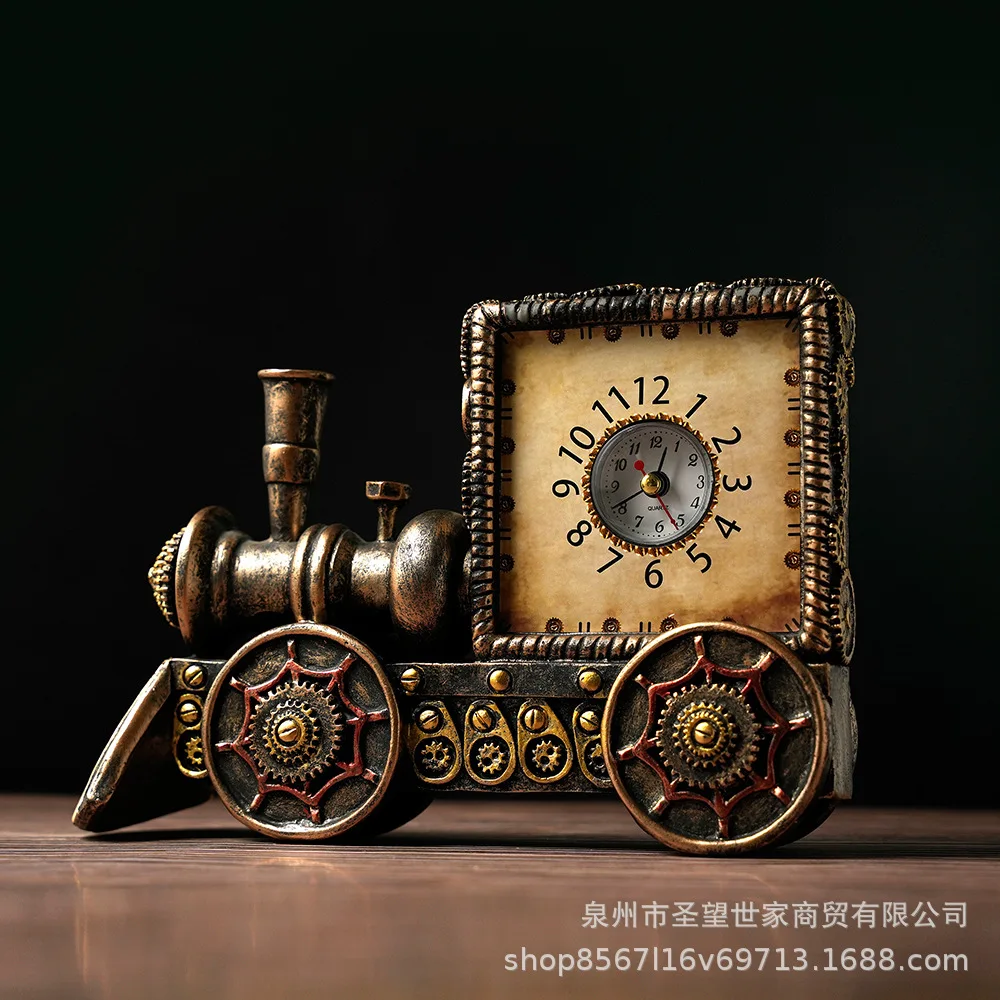 Reloj de tren antiguo creativo, modelo de resina, adornos para el hogar, Bar, cafetería, accesorios de decoración de regalo