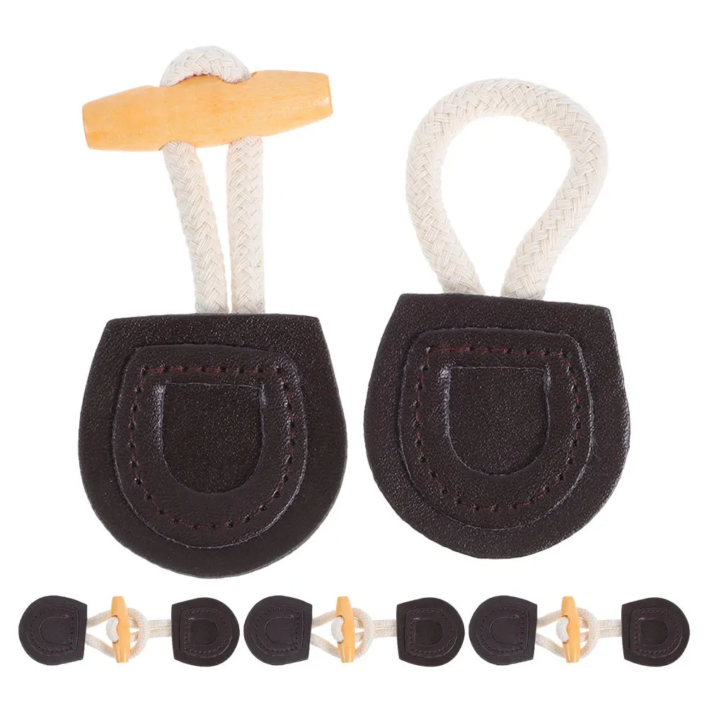 

4Sets Horn Toggle Buttons PU Vintage Sew on Closure for Wool Coat Jacket Windbreaker Replacement Buckles Clothing Accessories