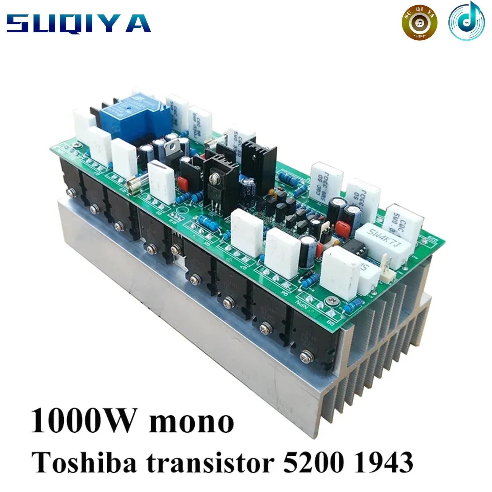 1000w Mono Power Amplifier Board High Power 16pcs Toshiba Transistor 5200 1943 with Circuit Protection HIFI Audio Amplifier