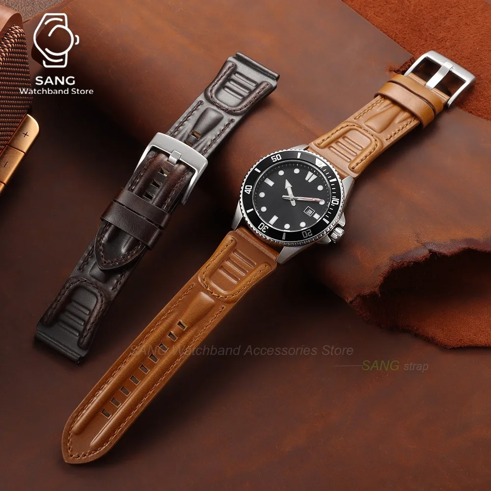 18mm 20mm 22mm 24mm Leder-Uhrenarmband Zubehör Vintage Öl-Wachs-Rindsleder-Armband Universelles Business-Uhrenarmband für Männer und Frauen – Detail 20