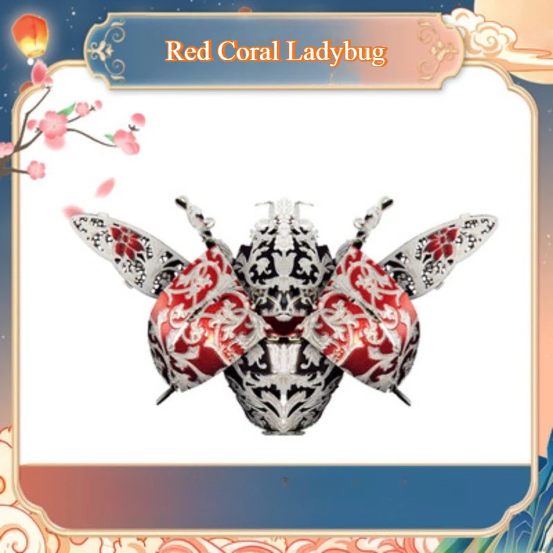 DIY Assemble Metal Puzzle Red Coral Ladybug Model 3D Jigsaw Toys Handbags Clothes Brooches Decorations for Girl Special Gifts