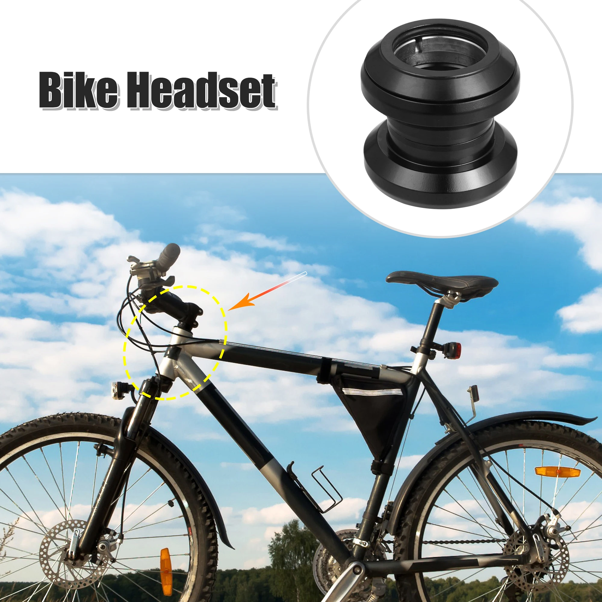 X Autohaux Head Tube 29.6mm Threadless MTB Road Bike Bicycle Sealed External Bearing Headset Black Bicycle Parts