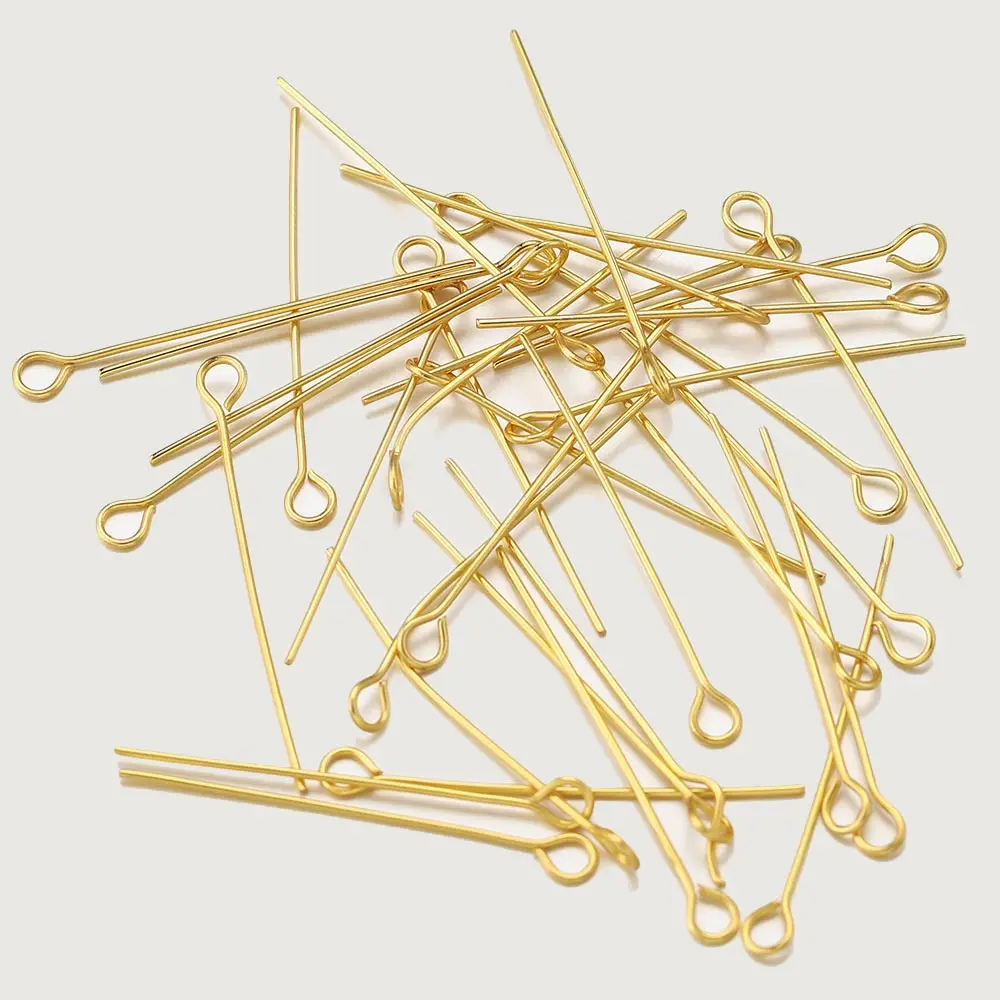 100pc/lot 15 20 30 40 50mm Stainless Steel Flat Head Pins Needles Gold/Silver Headpins for DIY Jewelry Making Items Wholesale