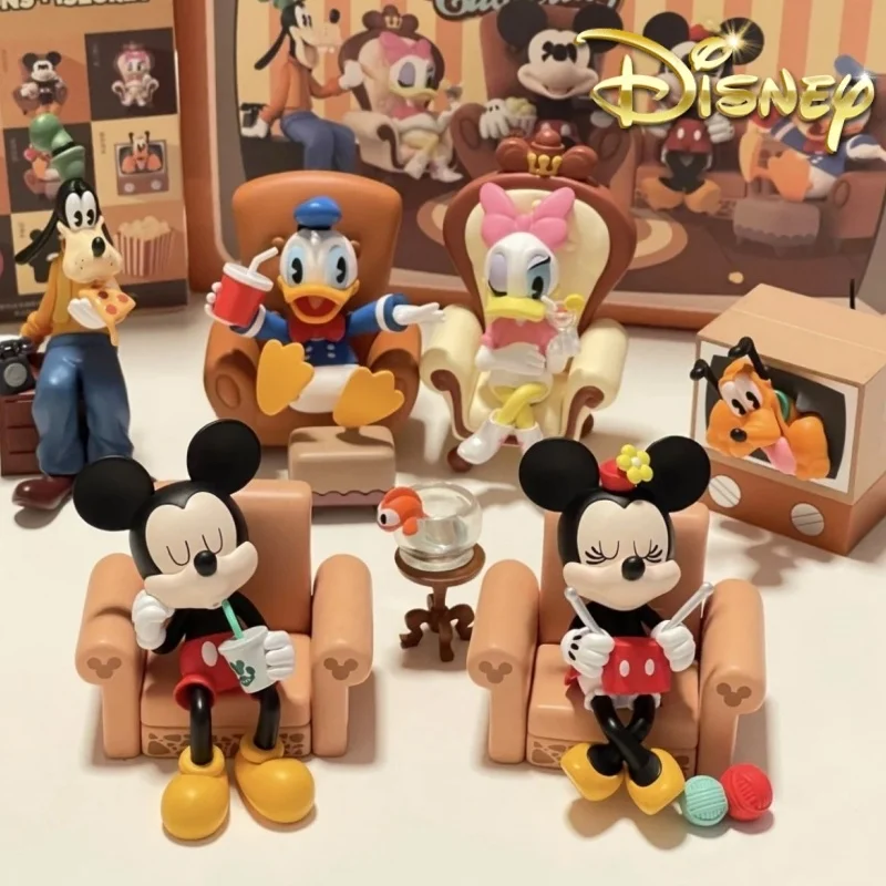 

Original Disney Friends Happy Gathering Series Minnie Mickey Mouse Daisy Donald Duck Goofy Anime Figure Collectible Model Gift