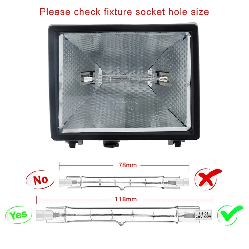 Imagem -04 - Lâmpada de Halogênio Regulável Haste de Halogênio R7s R7s 200w 230v 118 mm Unidades