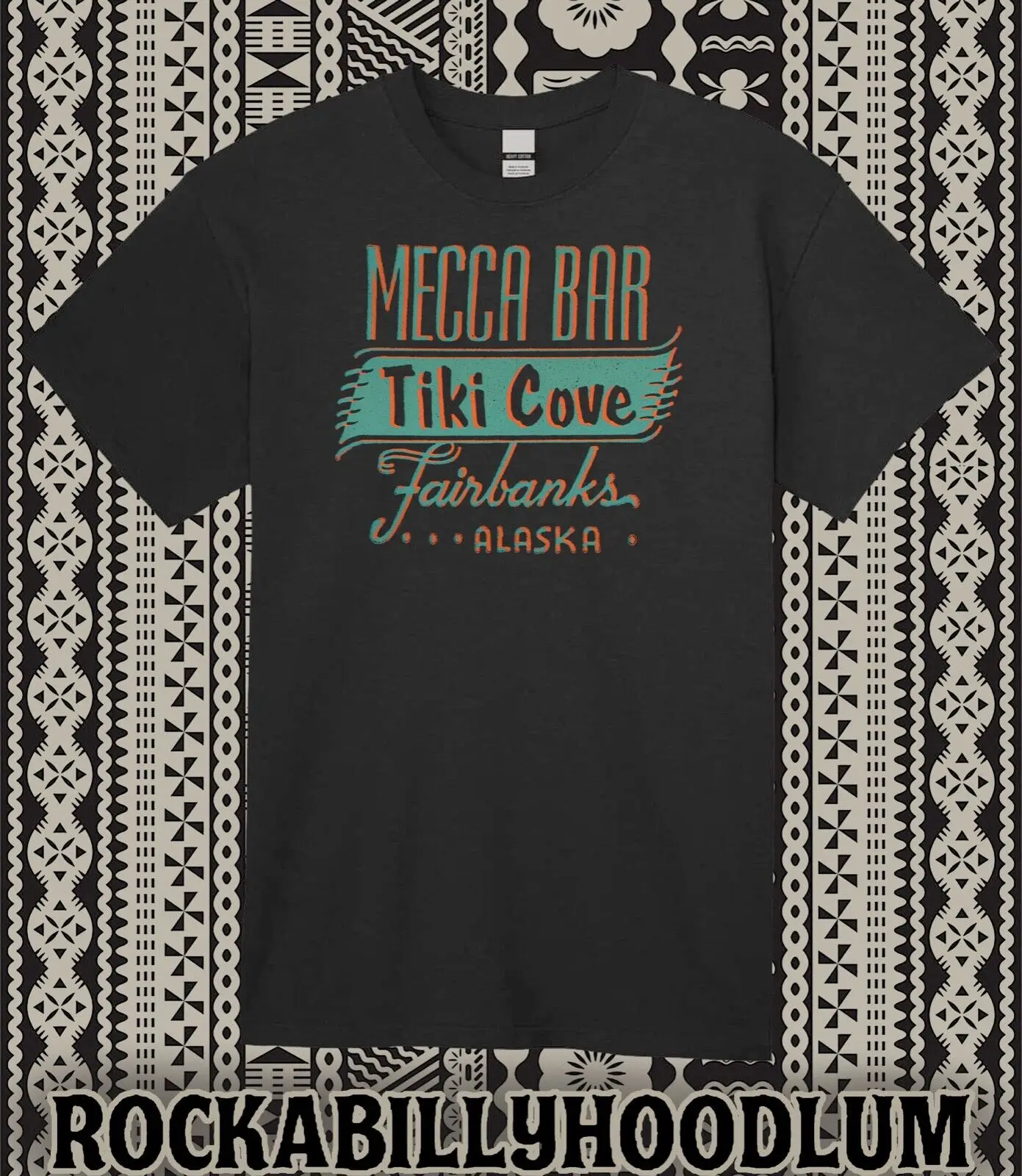 Retro Tiki Art Tee T Shirt 100% Cotton Mug Mecca Bar Tiki Cove Alaska