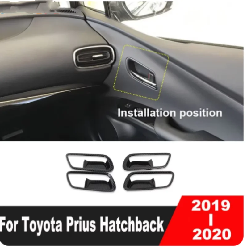 

For Toyota Prius 50 series 2019 Car Styling Cover Stick Trim Door Inner Handle Bowl Frame Lamp Armrest Handrail 4PCs