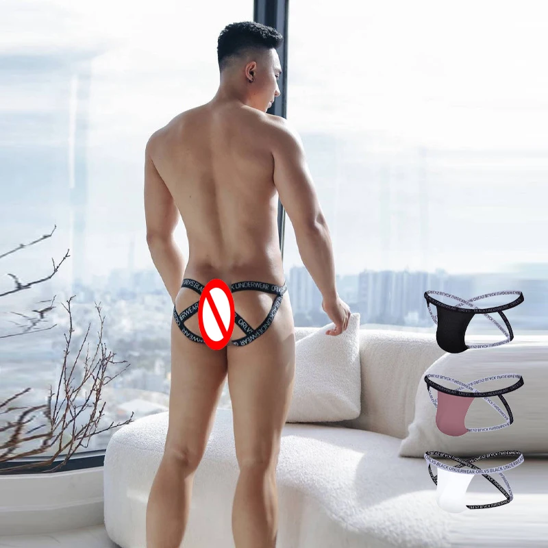 

Сексуальные мужские стринги, нижнее белье Sissy, бретельки с перекрестной спинкой, четырехпанельные дышащие бандажи, Т-трусики, модная внутренняя одежда для мужчин