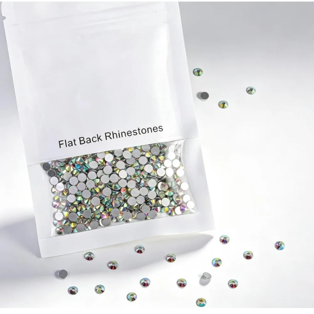1440Pcs SS20 Crystal AB FlatBack Glass Rhinestones 4.64.8mm, GlueOn Round Gems for Nail Art Body Makeup DIY Craft Decoration