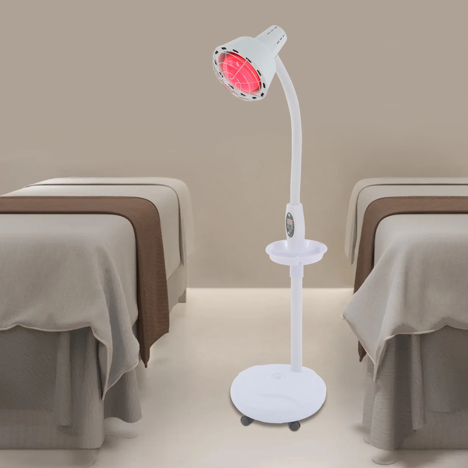 Immagine 3: Lampada termica a infrarossi da 275 W 360 °   Lampada da forno a infrarossi per sollievo dal dolore regolabile con luce per fisioterapia a testa singola ruotabile con telecomando 220V