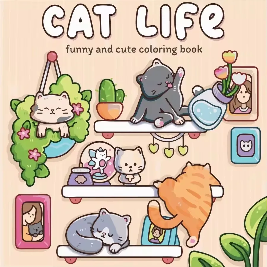 Cat Life, Family Moments Coloring Book Little Cuddles Stress Relief Drawing Book Perfect Gift for Party and Birthday Christmas