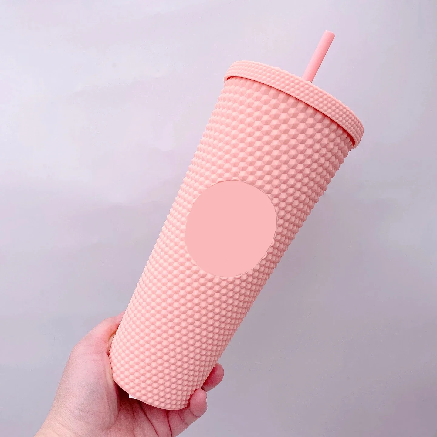 Coffee Cup Summer Holiday Cold Cup Tumbler Double Layer Plastic Durian Cup Diamond Radiant Goddess Straw Cup Studded Cup