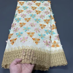 Tulle Lace Fabric for Sewing Dress, Damask Cotton, High Quality, Pure Embroidery, Wedding Party, Nigerian, 5Yard, 2026, ps090