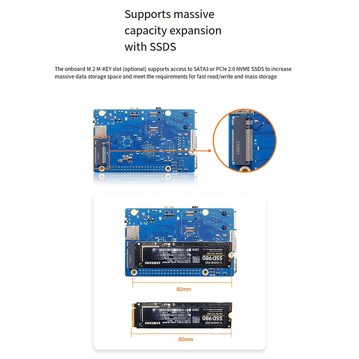 Entwicklungsboard-Modul für Orange Pi 3B Entwicklungsboard Orange Pi 3B Quad Core RK3566, unterstützt EMMC-Modul, RAM 8 GB