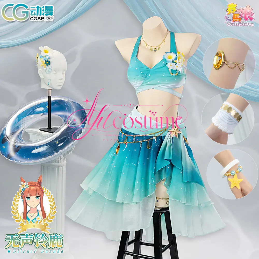 Disfraz de Uma Musume Silent Suzuka, traje de baño de estilo veraniego, traje de personaje
