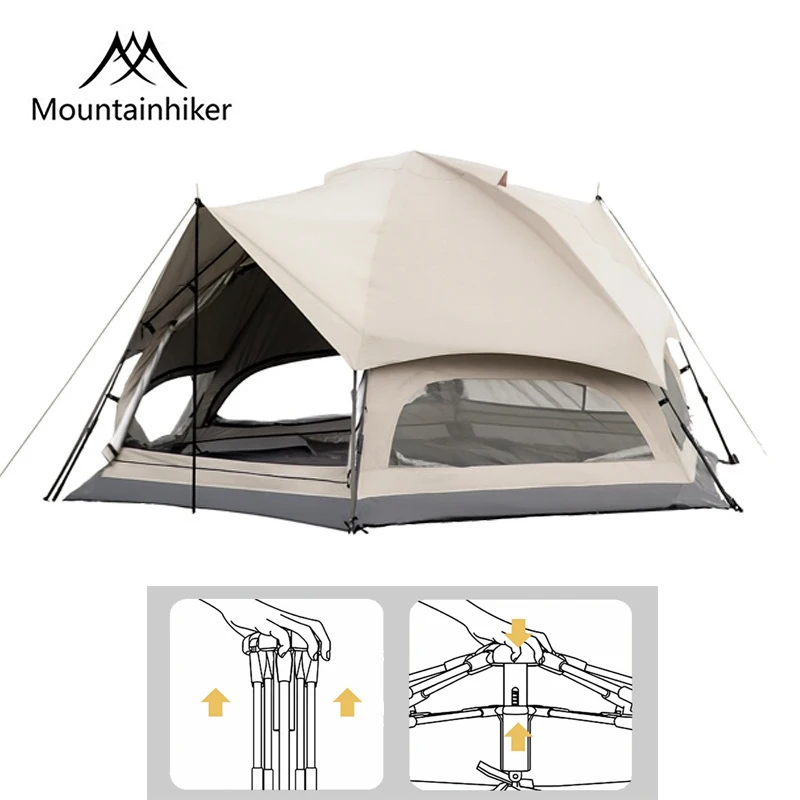 

MOUNTAINHIKER Automatic Camping Tent Double Door Awning Mushroom Shape for 3-4 People Tourist Outdoor Shelter원터치 텐트