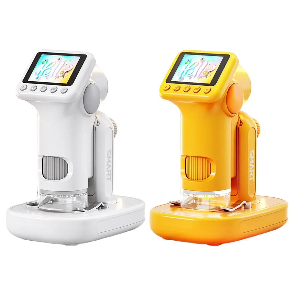 Microscope with Base for Kids 1000X Handheld Telescope 2.0" Screen HD Screen Rechargeable LED Pocket Digital Microscope