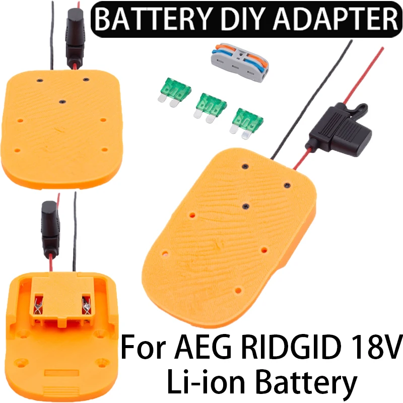 

DIY Adapter for AEG RIDGID 18V Li-Ion Battery Adapter Performancer Connector 14AWG DIY with Fuse for Foy Machines