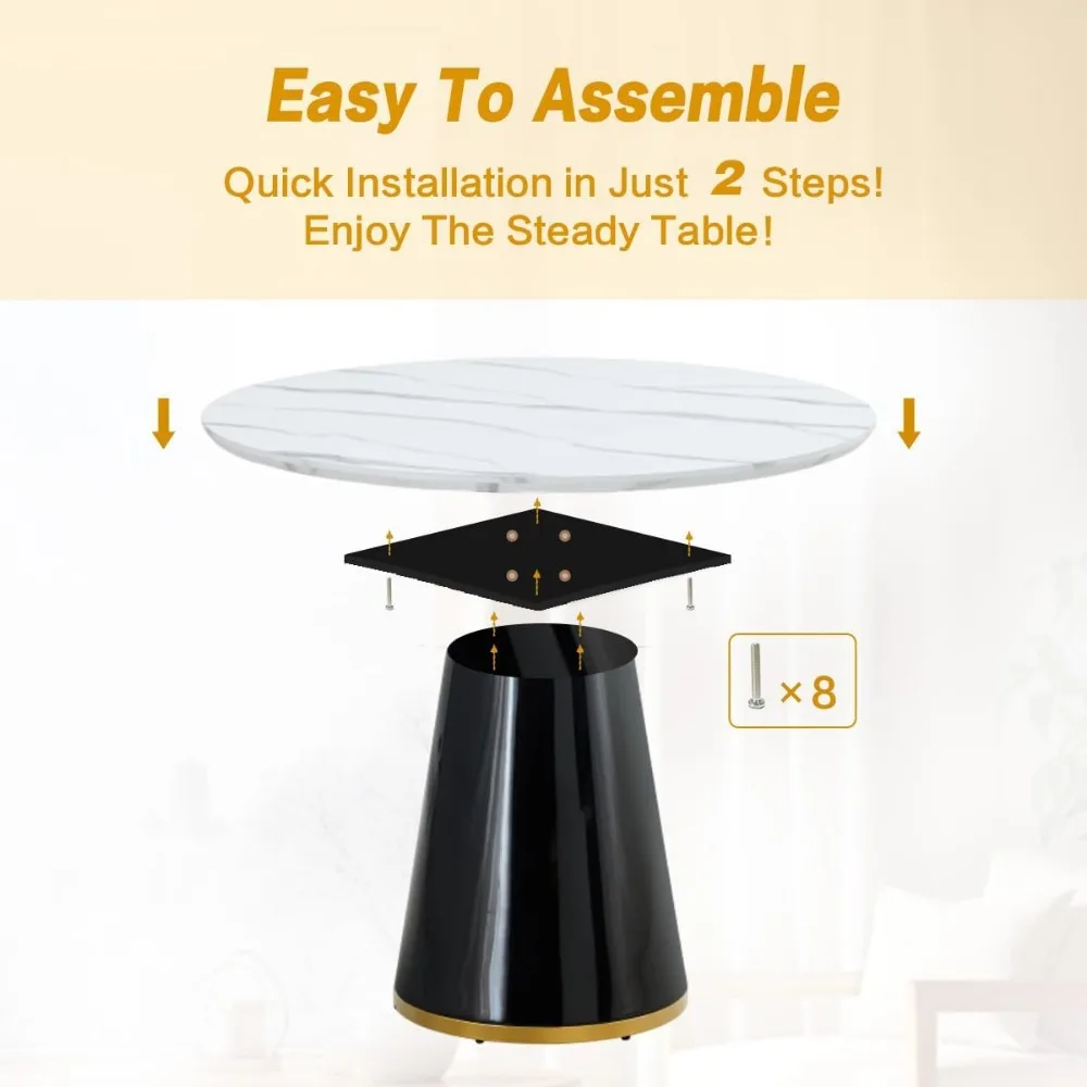 Round Dining Table, 45" White Dining Table, Breakfast Nook Table, Modern Round Dining Room Table (White, 45'' Round Table)