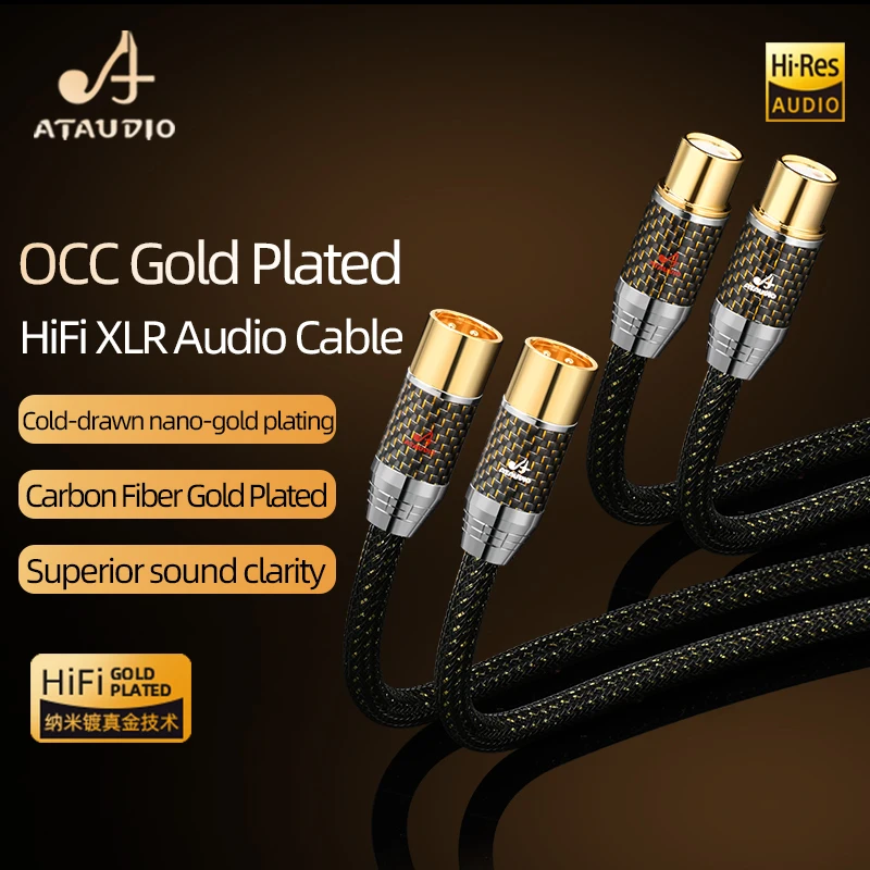 HiFi XLR Audio Cable High Purity OCC Gold-plated Core with Double Shielding Noise-free 2XLR Male Cable for Amplifier Microphone