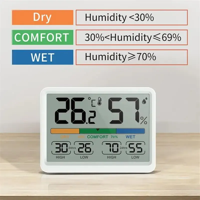 LCD Digital Temperature Humidity Meter 3.4 Inch Hygrometer Metor Home Indoor Thermometer Hygrometer Weather Station For Office