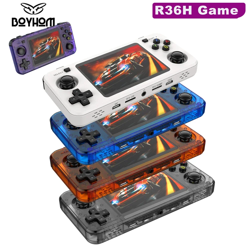 BOYHOM R36H Dual-RAM & véritable Linux ARKOS rétro Console de jeu classique portable 3.5 pouces écran IPS lecteur vidéo portable