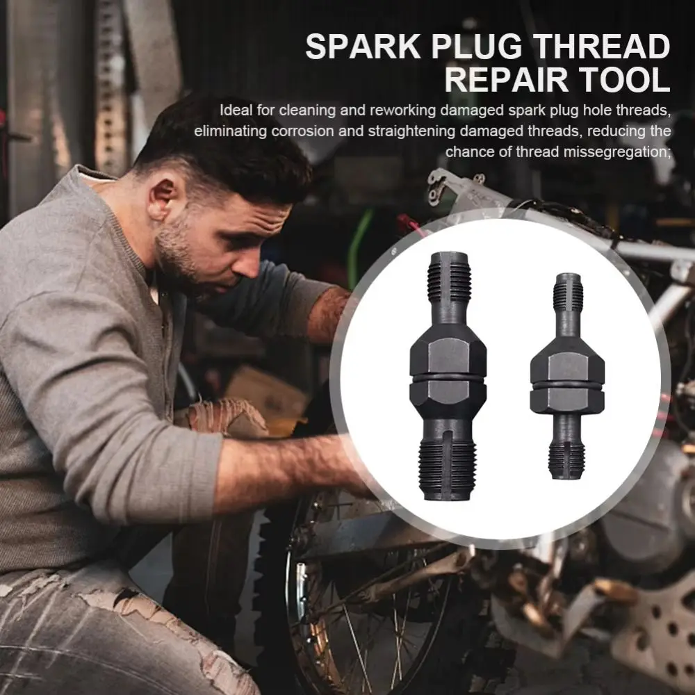 Heavy Duty Spark Plug Thread Chaser Tool Wear Resistant Double-Ended Spark Plug Repair Tool Carbon Steel Universal