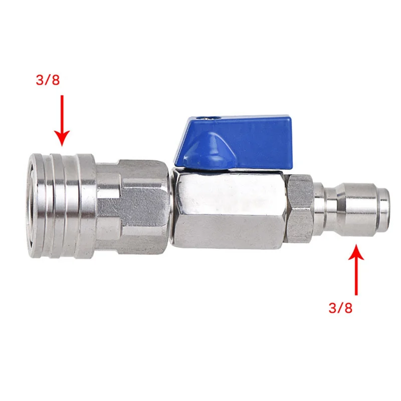 FF Kit valvola a sfera per idropulitrice ad alta pressione da 1 pezzo 3/8 NPT connettore rapido 4500 PSI metallo argento e blu per tubo idropulitrice