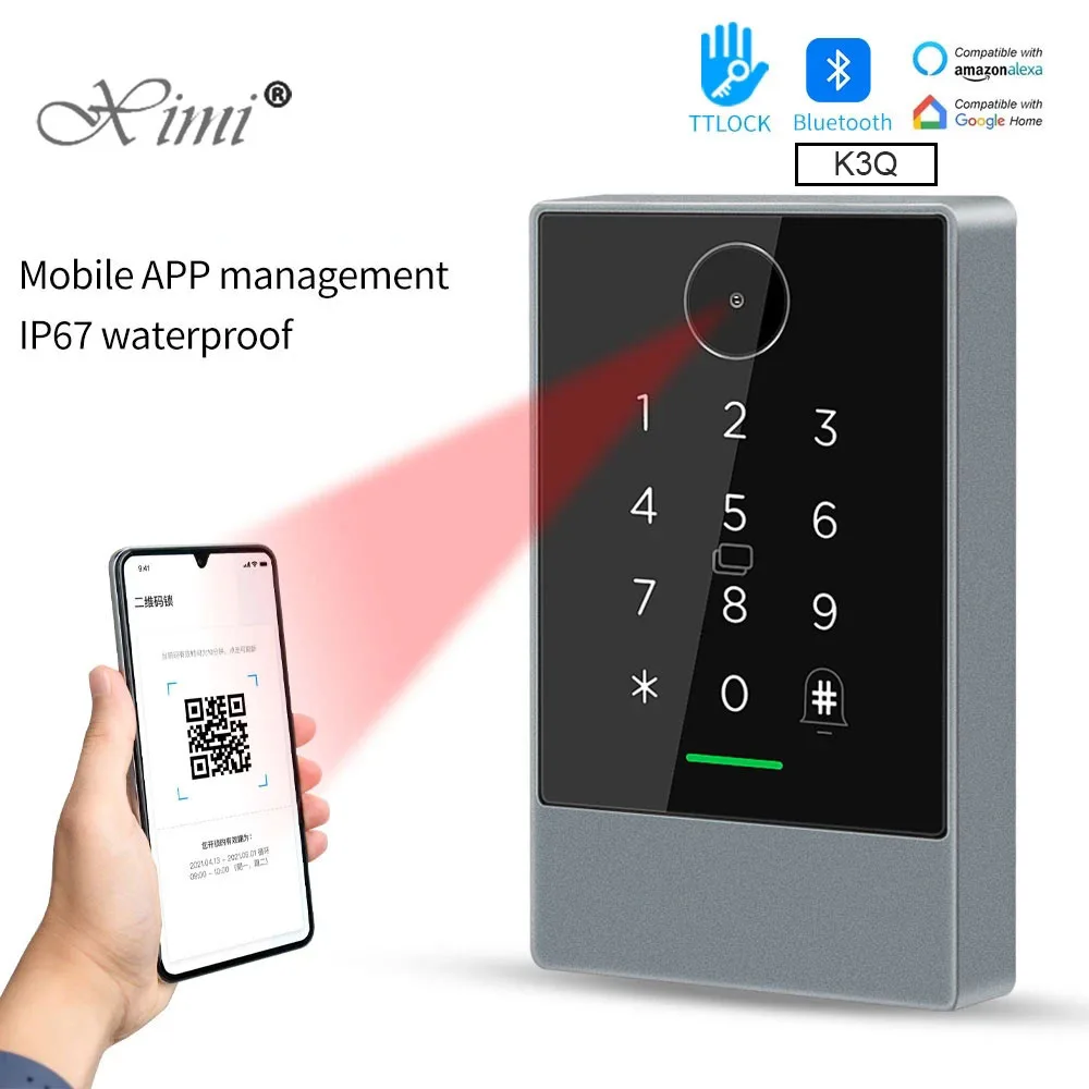 

TTlock Smart Phone App QR Code 13.56Mhz Rfid Door Access Control System Door Kit Ip67 Waterproof Reader Nfc G2 Gateway