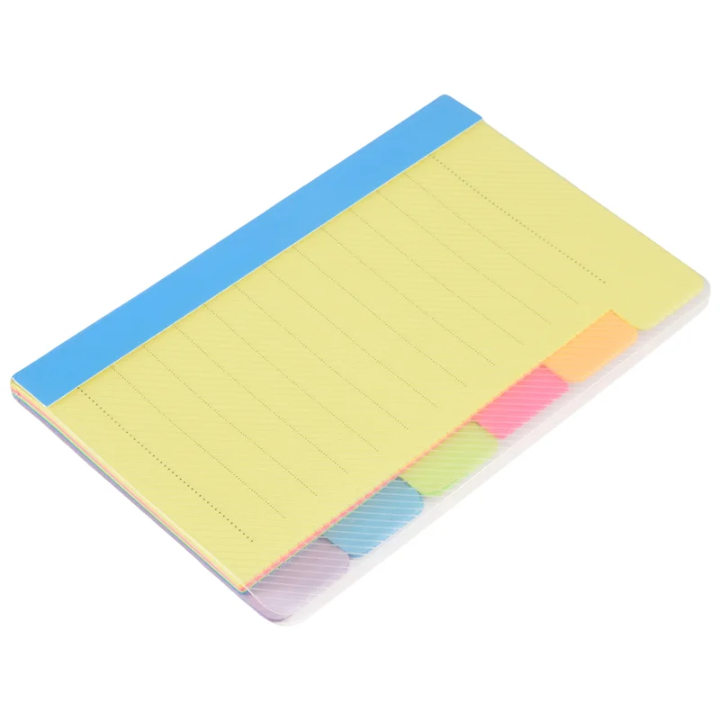 Divisor de notas pegajosas, abas de notas pegajosas, bloco de notas de cores brilhantes forrado com abas autoadesivas, 4x6 polegadas