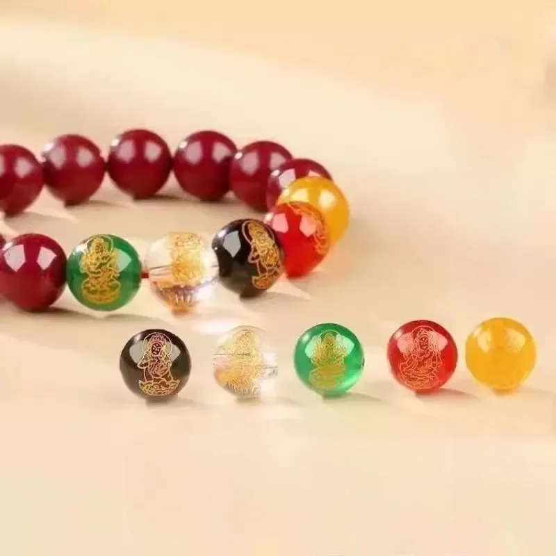 Five-way God of Wealth Pixiu Cinnabar Natal Year Transfer Bead Bracelet Gift Guofeng Bracelet