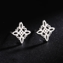 Witchcraft Stainless Steel Witch Knot Stud Earrings for Women Celtics Knot Amulet Protection Earring Jewelry Valentines Day Gift