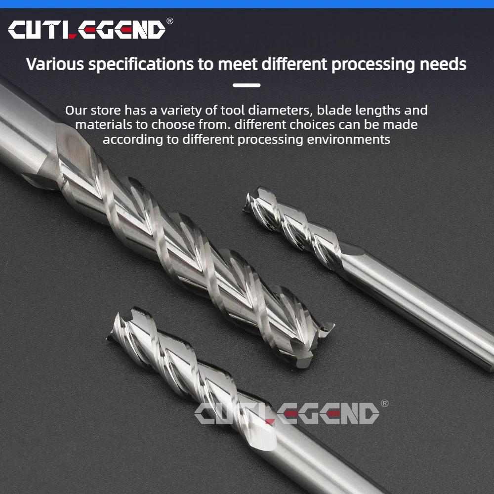 HRC60 Unbeschichteter Vollhartmetall-Schaftfräser 1,0-4,95mm 50/75/100mm Länge Wolframstahl-Fräser Speziell für Aluminium – Detail 4