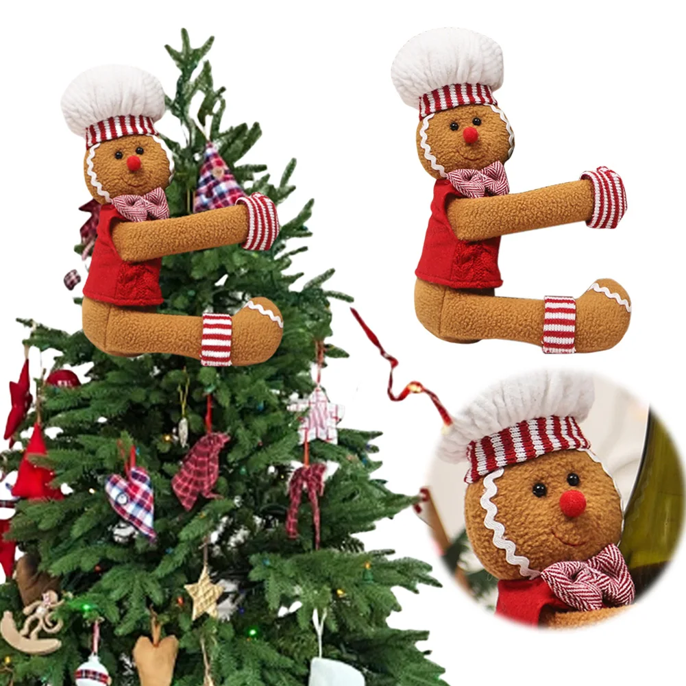 Homem de gengibre árvore de natal topper garrafa de vinho capa hugger criativo árvore de natal hugger multi-função para festa de férias em casa