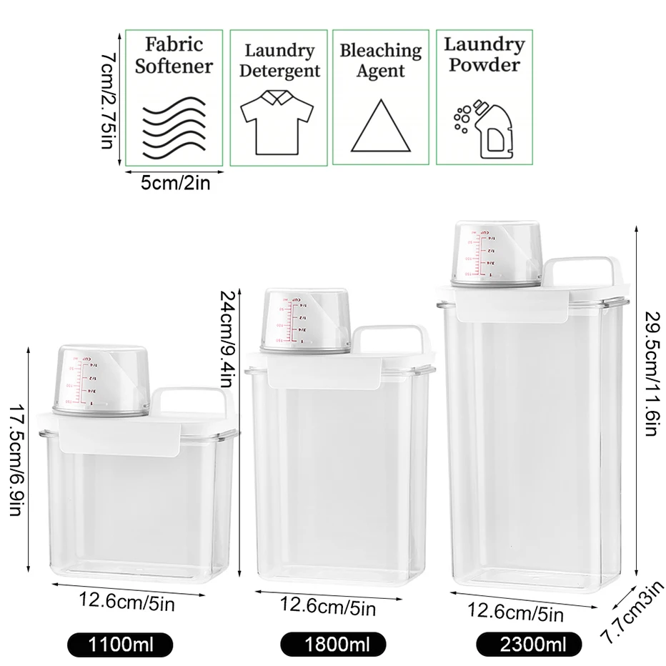 1100/1800/2300 ml nachfllbarer Waschmittelspender, leerer Tank fr Pulver,  Weichspler, Aufhellungsbehlter mit Etiketten - AliExpress 15