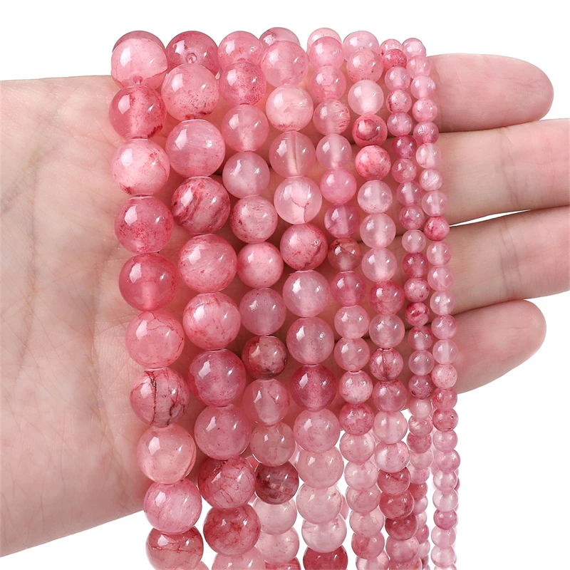 4/6/8/10mm Pink Natural Persian Jade Stone Round Beads For DIY Jewelry Making Loose Spacer Beads Bracelet Necklace Accessories
