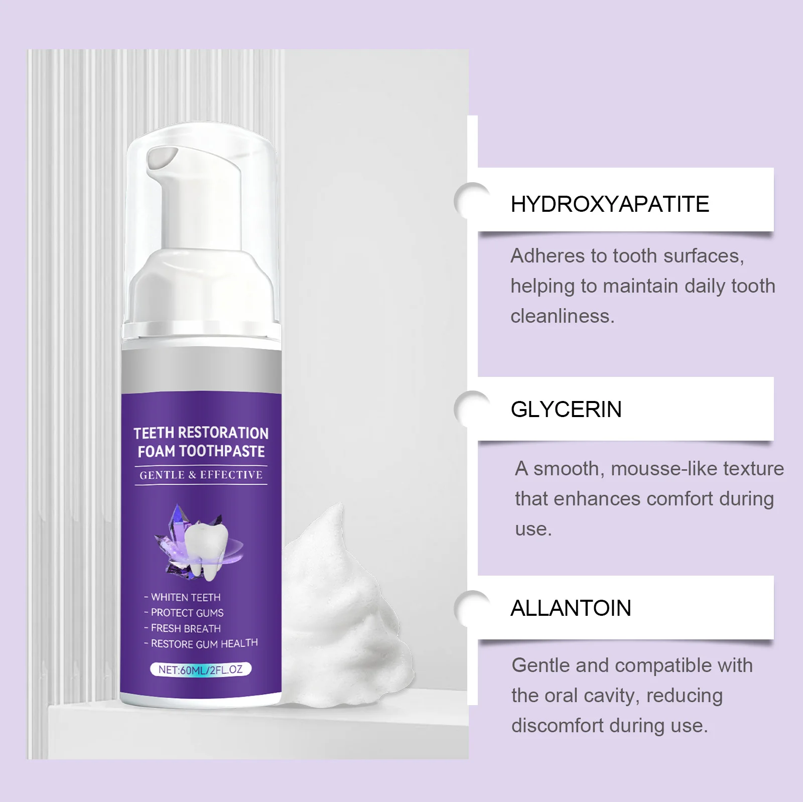 Teeth Mousse Foam Remove Yellow Stain Mild Ingredients No Sensitivity Dental Bleaching Deep Cleaning Tooth Whitening Toothpaste