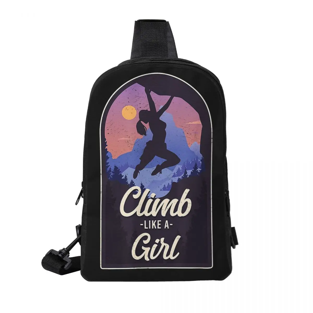 

Rock Climbing Climber Climb Like A Girl Chest Bag Men Sling Crossbody Backpack Chest Bag Traveling Hiking Daypack Shoulder Bag