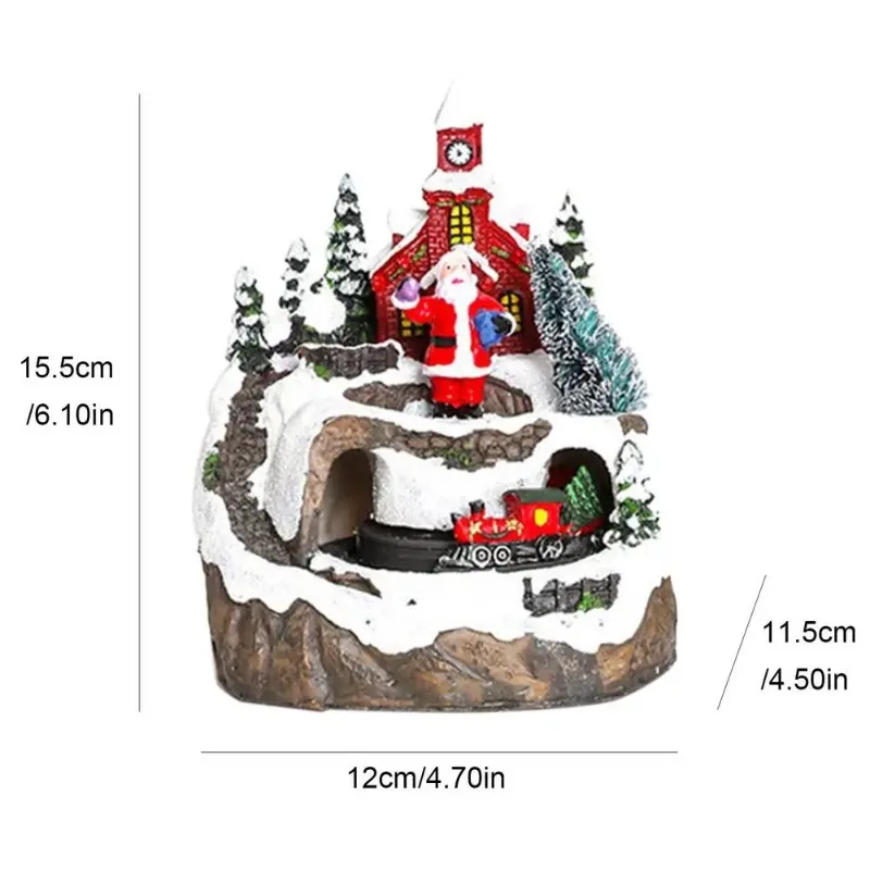 Christmas House Village Rotating Train Scene  Lighting Battery Operated  Light Up Christmas Decoration Creative Xmas Gifts